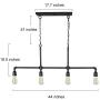 LOG BARN Pendant Lighting for Kitchen Island, 4-Light Farmhouse Industrial Lighting in Black Metal, 44'' Linear Dining Room Lighting Fixtures Hanging