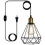 LIGHTESS Plug in Pendant Lights with Dimmer Switch, Industrial Black & Copper Dimmable Hanging Wire Cage Light Fixture for Kitchen Dining Room, LG9925342