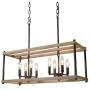 Farmhouse Chandelier for Dining Rooms, Faux-Wood Kitchen Island Lighting, Rectangular Hanging Light Fixture for Kitchen, Living Rooms and Hallway