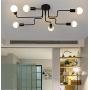 RUXUE Modern Ceiling Light 6 Heads Retro Metal Chandeliers Light Fixtures for Kitchen Bedroom (6-Heads Black)