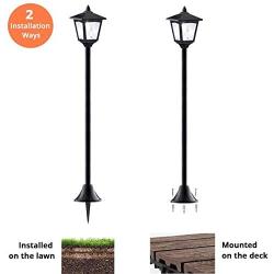 40 Inches Mini Solar Lamp Post Lights Outdoor, Solar Powered Vintage Street Lights for Lawn, Pathway, Driveway, Front/ Back Door, Pack of 2