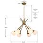 6-Light Modern Sputnik Pendant Light Mid Century Chandelier Semi Flush Mount Ceiling Light Industrial Vintage Ceiling Light for Foyer Bedroom Dining Room (Gold)