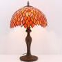 Tiffany Lamp Red Wisteria Style Table Desk Reading Light W12H18 Inch Tall S523R WERFACTORY LAMPS Parent Lover Friend Kid Living Room Bedroom Study Office Coffee Bar Bookcase Bedside Antique Craft Gift