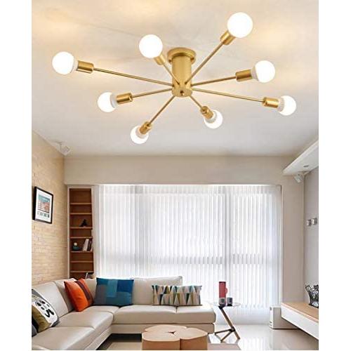 SILJOY Mid-Century Modern Globe 8 Light DNA Gold Chandelier Glass Creative Molecular Ceiling Light Dimmable for Living Room Dining Room