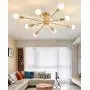 SILJOY Mid-Century Modern Globe 8 Light DNA Gold Chandelier Glass Creative Molecular Ceiling Light Dimmable for Living Room Dining Room