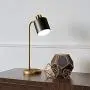 Henn&Hart TL0208 Modern, Contemporary Bedside Blackened Bronze with Brass Metal Shade for Nightstand, Bedroom, Living Room, Office, Study Table Lamp, Black