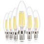 Led Candelabra Light Bulb Filament Vintage Edison Chandelier Dimmable Bulbs,40 Watt Equivalent,Warm White 2700k,400 Lumen,E12 Base,6 Pack