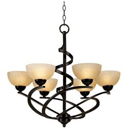 Dark Mocha Chandelier 27 1/2'' Wide Swirling Ribbon Rustic Amber Glass 6-Light Fixture for Dining Room House Foyer Kitchen Island Entryway Bedroom Living Room - Franklin Iron Works