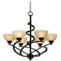 Dark Mocha Chandelier 27 1/2'' Wide Swirling Ribbon Rustic Amber Glass 6-Light Fixture for Dining Room House Foyer Kitchen Island Entryway Bedroom Living Room - Franklin Iron Works