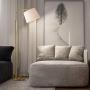 Oneach Modern Floor Lamp for Living Rooms LED Contemporary Arc Standing Lamps for Bedrooms Accent Tall Pole Gold Light for Reading with Hanging Lamp Shade Antique Brass
