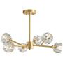 NOXARTE Brass Sputnik Chandelier Lighting Modern Pendant Lamp with Crystal Globe Shade Gold Ceiling Light Fixture 6 Lights for Dining Room Bedroom