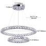 LED Chandelier Modern Contemporary 2 Rings Pendant Light Adjustable Stainless Steel Crystal Ceiling Lighting Fixture for Bedroom Living Room Dining Room (Warm White)