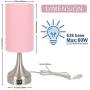 Yoxdalmk 3-Way Dimmable Touch Control Table Lamp Set of 2, Modern Bedside Desk Lamp with Dual USB Charging Ports, Pink Fabric Lampshade Nightstand Lamp for Bedroom, Living Room (LED Bulbs Included)