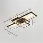 BAYCHEER Black 3 Rectangle Frame LED Living Room Dining Room Flush Mount Ceiling Light Fixtures Ceiling Hanging Lighting Modern Hotel Lobby Kitchen Bedroom Decor Ceiling Lamp,Warm light-43''