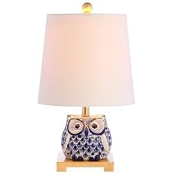JONATHAN Y JYL3014A Justina 16'' Ceramic Mini LED Lamp Cottage,Transitional for Bedroom, Living Room, Office, College Dorm, Coffee Table, Bookcase, Blue/White