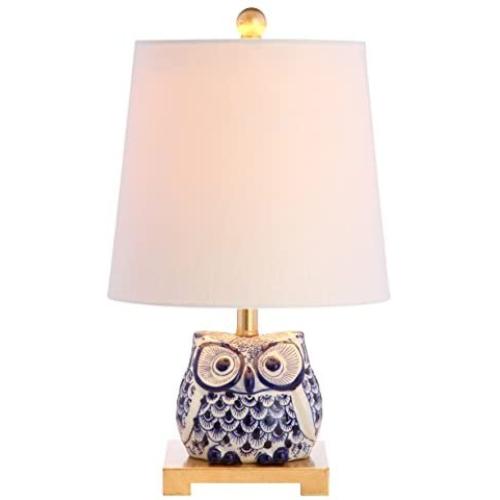 JONATHAN Y JYL3014A Justina 16'' Ceramic Mini LED Lamp Cottage,Transitional for Bedroom, Living Room, Office, College Dorm, Coffee Table, Bookcase, Blue/White
