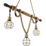BAYCHEER Multi-Light Natural Rope Pendant Lights Chandelier Celling Lamp Hanging Light Fixture with Cage Guard for Indoor Warehouse Barn in Dark Bronze use 3 E26 Bulbs