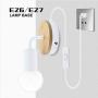 Luxvista White Wooden Vintage Base Lamp for E26 Screw Base Bulb Wall Mounted Light Fixture Morden White Wall Sconce (Bulb NOT Included 1-Pack)