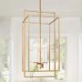 GEPOW Gold Chandelier, Modern 4-Light Foyer Chandeliers Linear Lighting Fixture for Dining Room, Stairway, Living Room, Bedroom and Entryway