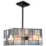 Artzone 3-Light Tiffany Style Pendant Lighting 14 inch Wide Square Contemporary Stained Glass Hanging Light Fixtures Chandelier Kitchen Lighting for Dining Room