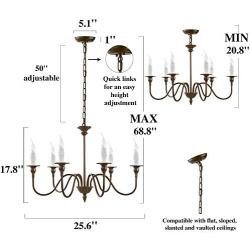 LNC A02995 25.6'' Farmhouse Chandelier 6-Light Fixture for Dining & Living Room, Foyer, Entryway and Bedroom, (Oil Rubbed Brown)