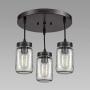 EUL Mason Jar Pendant Lighting Semi Flush Mount Ceiling Light with Clear Glass Shade Oil Rubbed Bronze - 3 Lights