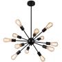 Weesalife Sputnik Chandeliers Antique 12-Lights Mid Century Pendant Lighting Matte Black Industrial Retro Adjustable Hanging Light Fixture for Living Room, Dining Room, Kitchen, Loft, Farmhouse