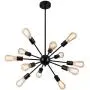Weesalife Sputnik Chandeliers Antique 12-Lights Mid Century Pendant Lighting Matte Black Industrial Retro Adjustable Hanging Light Fixture for Living Room, Dining Room, Kitchen, Loft, Farmhouse