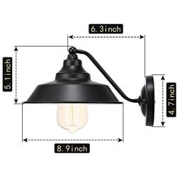 Black Classic Industrial Farmhouse Vintage Wall Sconce Oil Rubbed Balck Finish Wall Lamp Hardwired E26 Wall Lighting Fixtures for Lobby Hallway Kitchen Living Dining Room Restaurant Set of 2