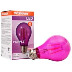 SYLVANIA LED Purple Glass Filament A19 Light Bulb, Dimmable, Efficient 4.5W, E26 Medium Base, 1 pack