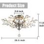 SEOL-LIGHT Vintage Sliver Grey Crystal Branches Chandeliers Ceiling Light Flush Mounted Fixture with 4 Light 160W 24.5''Dia for Bedroom,Living Room,Entryway SEOL-LIGHT Vintage Sliver Grey Crystal Branches Chandeliers Ceiling Light Flush Mounted Fixture with 4 Light 160W 24.5''Dia for Bedroom,Living Room,Entryway