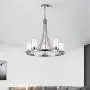 Maxax 5-Lights Wagon Wheel Chandelier with Glass Shade Farmhouse Rustic Round Dining Room Hanging Lighting Fixture, Chrome Finish