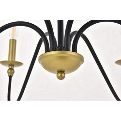 Elegant Lighting Rohan Collection 6 Light Chandelier in Matte Black Finish - 36''D x 19''H
