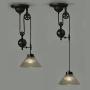 Vintage Pulley Chandeliers, Industrial Retractable Ceiling lights Antique Pulley Rise and Fall Light Fitting for Kitchen Island Dining Room Loft Hallway with Glass Shade (Size : 1Light)