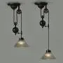 Vintage Pulley Chandeliers, Industrial Retractable Ceiling lights Antique Pulley Rise and Fall Light Fitting for Kitchen Island Dining Room Loft Hallway with Glass Shade (Size : 1Light)