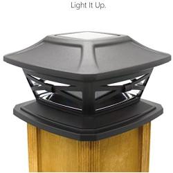 Davinci Flexfit Solar Post Cap Lights - Outdoor Lighting for 4x4 5x5 and 6x6 Wooden Posts - Bright Warm White LEDs - Slate Black (2 Pack)