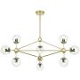 Lampundit DNA Chandelier 10 Light Modern Chandelier Lighting, Matte Gold Finish with Globe Glass Shade, Industrial Ceiling Light Fixture for Dining & Living Room, Kitchen Island, Foyer - Gold