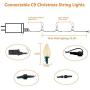 Extendable 33FT 50LED C9 Christmas Lights String, LED Christmas Lights Plug in with 29V Safe Adaptor, Waterproof Decorative Lights Indoor & Outdoor for Christmas Tree Party Decorations (Warm White)