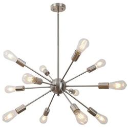 Sputnik Chandelier 12 Lights Modern Pendant Lighting Brushed Nickel Industrial Vintage Ceiling Light UL Listed by VINLUZ
