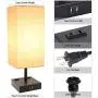 Touch Table Lamp, 3-Way Dimmable Touch Lamp Bedside Lamp with 2 USB Charging Ports and 2 AC Outlets, Modern Desk Lamp Nightstand Bedroom Lamp for Bedroom Living Room Reading Office, LED Bulb Included