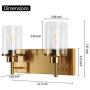 Brass Wall Sconce 2 Light, Bathroom Vanity Light Fixtures Over Mirror Modern Sconces Wall Lighting Gold for Hallway Bedroom Living Room Kitchen with Clear Glass Shade