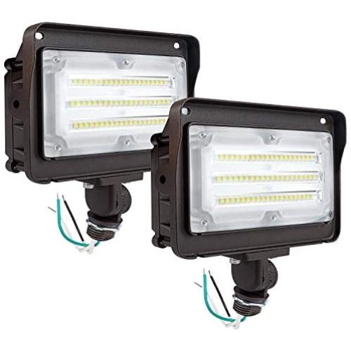 CINOTON 50W LED Flood Light Outdoor, IP65 Waterproof Led Flood Light with Knuckle Mount 6000 Lumen (400W Incandescent Equivalent) 5000K Daylight LED Flood Light for Yard Garage DLC&ETL Listed 2-Pack