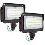 CINOTON 50W LED Flood Light Outdoor, IP65 Waterproof Led Flood Light with Knuckle Mount 6000 Lumen (400W Incandescent Equivalent) 5000K Daylight LED Flood Light for Yard Garage DLC&ETL Listed 2-Pack