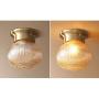 Glass Ceiling Lights, Modo Lighting Brass Semi Flush Mount Ceiling Light Fixture Vintage Industrial Glass Globe Ceiling Lamp, Modern Round Ceiling Light for Living Room Hallway Foyer, E26 Base