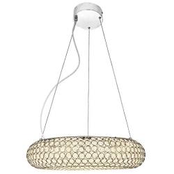 Maxax LED Crystal Chandelier Ceiling Light Fixture 1 Ring Pendant Light with 3 LED Strips for Dining Room,Bathroom, Bedroom,Living Room,Cord Adjustable,Chrome