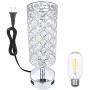 Tomshine Crystal Table Lamps, Touch Control Lamp Dual USB with AC Outlet 3-Way Dimmable Silver Bedside Nightstand Small Desk Lamp for Living Room Bedroom Decorative Table Light (Include Bulb)