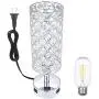 Tomshine Crystal Table Lamps, Touch Control Lamp Dual USB with AC Outlet 3-Way Dimmable Silver Bedside Nightstand Small Desk Lamp for Living Room Bedroom Decorative Table Light (Include Bulb)