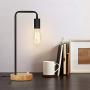 HAITRAL Industrial Desk Lamp Set of 2 - Vintage Edison Bulb Lamp with Wooden Base, Retro Office Lamp for Bedroom, Living Room, Office-Black，Dorm (Without Bulb)