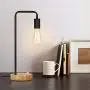 HAITRAL Industrial Desk Lamp Set of 2 - Vintage Edison Bulb Lamp with Wooden Base, Retro Office Lamp for Bedroom, Living Room, Office-Black，Dorm (Without Bulb)