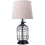 CO-Z Modern Black Birdcage Base Table Lamp, Industrial Anti-Rust Metal Base, Mid Century Oatmeal Linen Shade, Retro, 18 Inches Height for Entryway Table, Living Room Bedroom Bedside